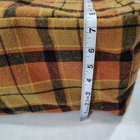 Maurices Plaid Flannel Tote Bag Button Closure Front Pocket Striped Lining - Picture 12 of 16